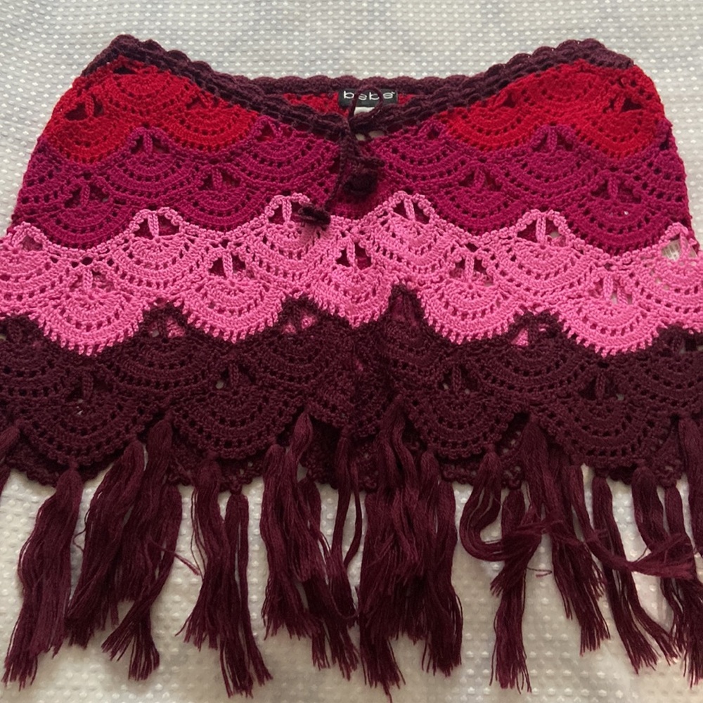 bebe crochet mini skirt